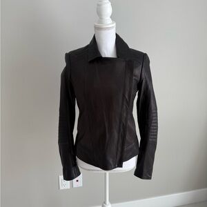 Boss Hugo Boss Women's Black Leather Moto Jacket small